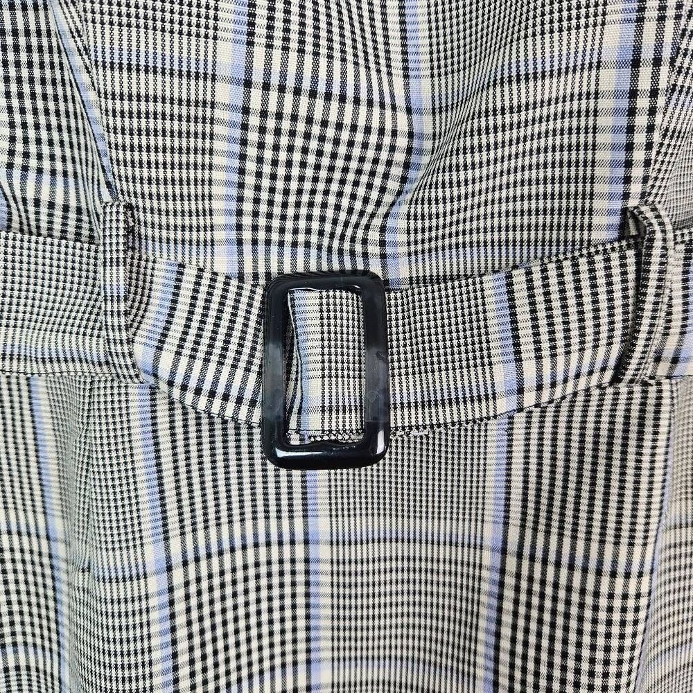 PRIMARK Gray Blue Plaid Tartan Buckled 90's Inspired Retro Mini Dress Size: 10 - Picture 3 of 9